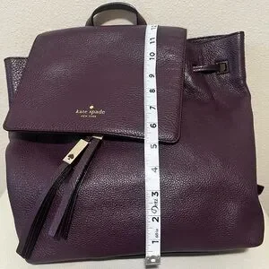 Kate Spade Sinch Pebbled Leather Medium Flap Backpack In Dark Purple kate spade new york Backpack Purple Bags & Handbags for  main image 4